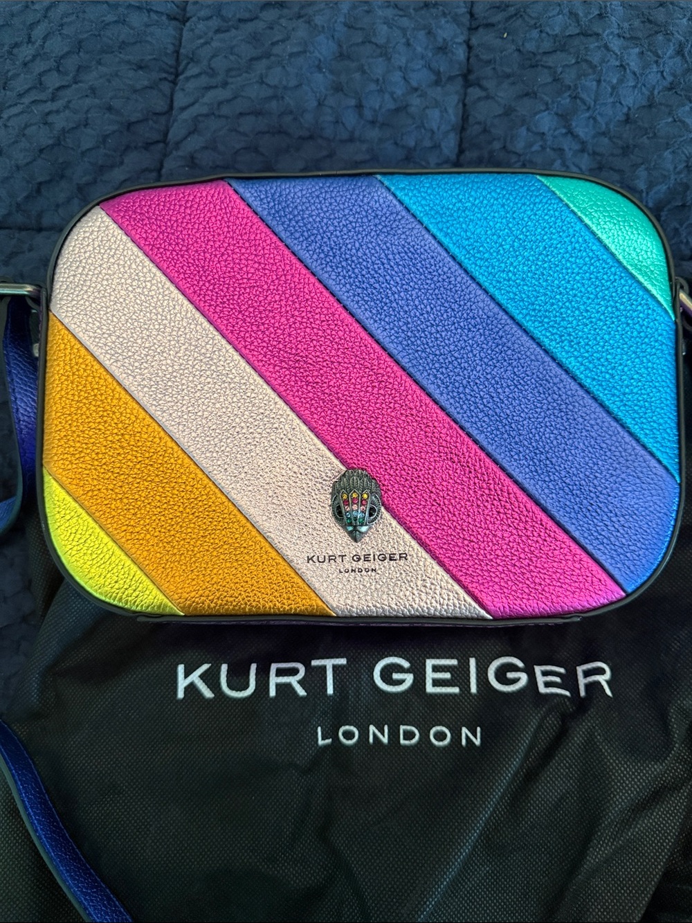 Kurt Geiger Multicolor Diagonal Stripe Crossbody Bag - Picture 1 of 3